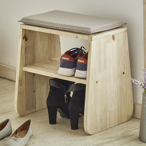 Zapatero de entrada de madera maciza, cojín cómodo, Banco de mesa lateral pequeño, espacio de pasillo espacioso, diferentes alturas, sala de estar - Product Image 2