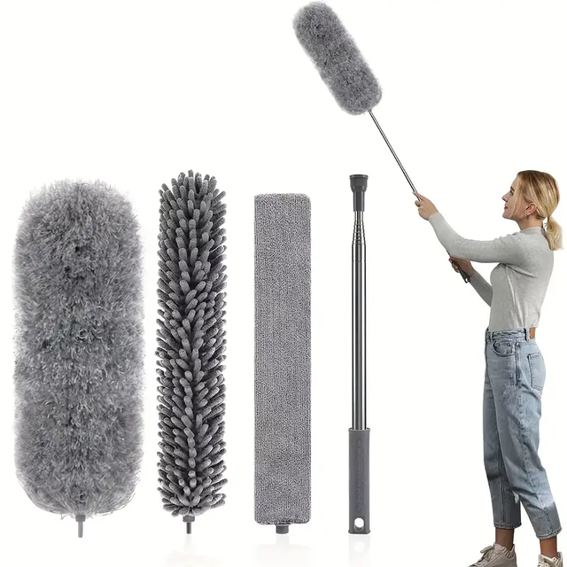 Duster Cleaner High Ceiling Fan Microfiber Feather Duster Telescopic Pole Home Car Furniture Cobweb Long Extendable Duster