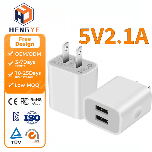 Electric Mobile Phone Dual USB 2.1A 5V 10W US EU AU UK Plug Wall Mount Power Adapter Eco-Friendly
