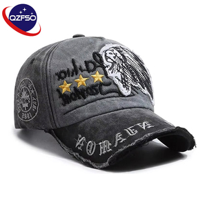 QZFSO Gorra de béisbol personalizada de pana ajustada para hombre, estilo deportivo, con 5 paneles, bordado 3D, malla, lavado ácido y efecto desgastado - Product Image 1