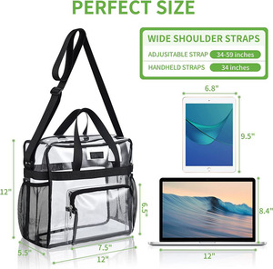 Sac à bandoulière Transparent réglable pour femmes, sac à main Transparent approuvé par le stade, sac fourre-tout Transparent - Product Image 3