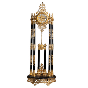 Sang trọng cổ phong cách ông nội đồng hồ Vàng Đồng đen pha lê đứng hoàng gia sàn Đồng hồ - Product Image 1