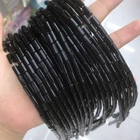 Perles en tube d'agate noire naturelle, perles cylindriques en onyx noir lisses et polies 4x9mm 6x6mm 4*13mm pour bracelet et collier DIY