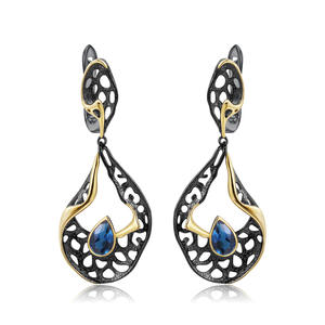 Boucles d'oreilles pendantes longues uniques et originales, style vintage, en corde de chanvre et pierre naturelle, bijoux unisexes transfrontaliers - Product Image 4