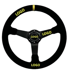 TRAPLY Custom Fashion Leather Suede Deep Dish Steering Wheel Sport Car Modified Steering Wheel