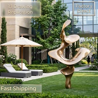 Fontaine d'eau décorative abstraite en acier inoxydable bronze antique sur mesure pour hôtels, complexes hôteliers, propriétés immobilières et places publiques
