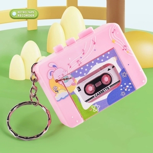 Wholesale Kawaii Cartoon Cassette Player Keychain <b>Sweet</b> Color Tape Recorder Key‑ring <b>Bag</b> Decor For Children - Product Image 3