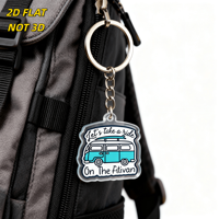 Porte-clés en acrylique Fitivan avec impression UV, design rétro van et planche de surf - Léger et étanche, accessoire de voyage et de fitness