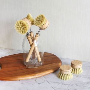 Brosses de nettoyage en bambou à long manche Jianma pour la vaisselle, les casseroles et les taches tenaces de cuisine, spécial détartrage et dégraissage - Product Image 4