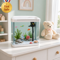 Aquarium rectangulaire en verre avec couvercle 5L pour poissons rouges et petits poissons, aquarium de salon pour bureau