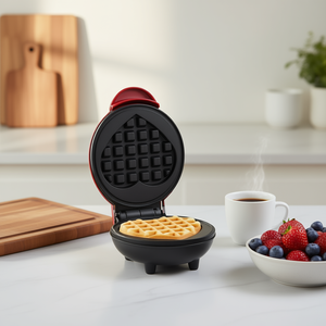 Gaufrier Myrva Mini en forme de cœur, plaques antiadhésives, extérieur froid au toucher, commande mécanique électrique, usage domestique - Product Image 2