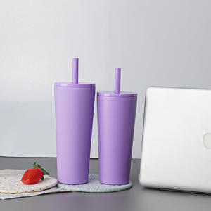 500ml 750ml doppelwandige Vakuum-Reise kaffeetasse Wieder verwendbarer Wasser becher hält Getränke mit 2-in-1-Deckel-Strohhalm kalt und heiß - Product Image 1