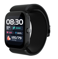 Montre connectée noire pour la pression artérielle, moniteur de fréquence cardiaque, dispositif de suivi de la santé portable pour usage domestique