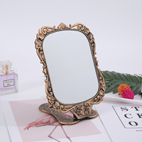 Miroir de Maquillage de Bureau Pliable en Plastique, Type Rose Ancien, Carré, Princesse, Simple Face, Vente en Gros Usine