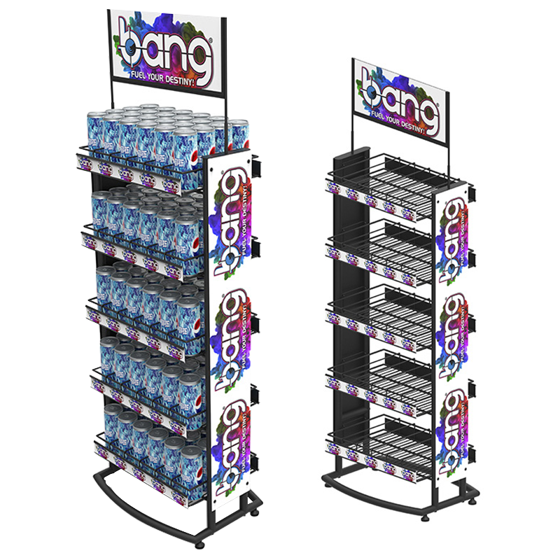 Apache Custom Powder Coated Metal Wire Display Rack for Beverages Bottles or Beer Cans for Supermarkets or Liquor Stores — view 1