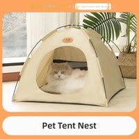 Tente de couchage pour chat respirante et imperméable, semi-fermée, pour les quatre saisons, avec coussin amovible et lavable