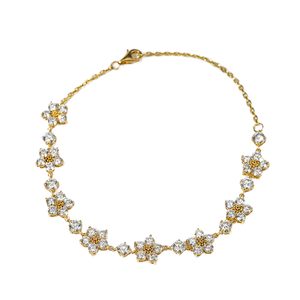 Pulsera de Oro de 18K con Diamante de Laboratorio de 8 Pulgadas, Corte Brillante Redondo, Estilo Flor, para Mujer, 6g - Product Image 1
