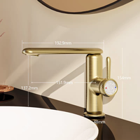 Robinet de salle de bain de luxe traditionnel en laiton poli à poignée unique, standard international, avec double sortie et filtre à eau, et pommeau de douche effet pluie