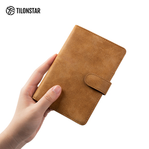 TILONSTAR TPW111 Suede <b>Card</b> <b>Holder</b> Wallet Multiple <b>Cards</b> Storage Minimalist Button Closure Brown Leather Passport <b>Holder</b> - Product Image 2