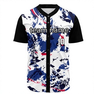 เสื้อเบสบอลสำหรับตีลูก 100% โพลีเอสเตอร์ พิมพ์ลายแบบระเหิด ระบายอากาศได้ดี ป้องกันแบคทีเรีย ชุดทีมแบบกำหนดเอง โรงงาน OEM - Product Image 1
