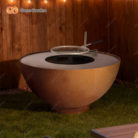 Table de foyer familiale de style moderne pour l'extérieur avec barbecue en acier galvanisé Foyer en acier corten pour barbecue de jardin