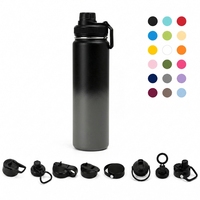 Bouteille d'eau isotherme en acier inoxydable 25 oz avec logo personnalisé, double paroi sous vide, couvercle à paille pour adultes, idéale pour la gym, le sport et le camping
