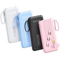 Cadeaux d'affaires HYTO, Power Bank Slim 10000mAh, chargeur de batterie portable 20000mAh, 4 câbles intégrés, support de téléphone, cordon, lampe de poche