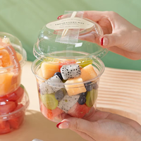 Contenants ronds en plastique transparent PET jetables en gros avec logo personnalisé, pour gâteaux, yaourts, salades, coupes à smoothie acaï