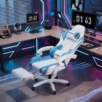 Fauteuil de bureau ergonomique noir et blanc au design industriel, en similicuir PU, dossier haut inclinable, pivotant, réglable, avec vérin à gaz à 2 positions et soutien lombaire