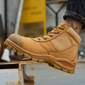 Botas antipenetración de cuero nobuk cómodas con cremallera lateral para hombre de Australia, zapatos de trabajo de seguridad de color marrón oscuro para hombre - Product Image 4