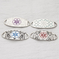 MC941 En gros, plaques d'identification médicale multicolores en acier inoxydable, breloques et pendentifs DIY, étiquettes d'urgence pour la santé, pour la fabrication de bijoux