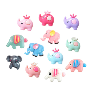 Custom Made Cute Cartoon Colored Flat Back Decorative Crown Elephant Resin Cabochon Craft
