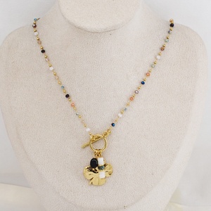 Collar de Mujer con Cuentas de Concha Creativas y Colgante de Trébol de Cuatro Hojas, Cadenas de Cuentas de Cristal - Product Image 3