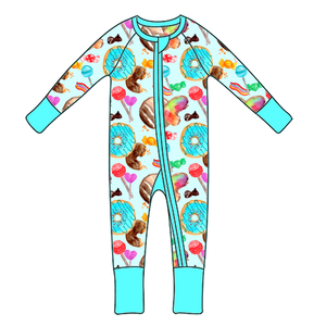 Pakaian Bayi Bahan Bambu Motif Donat, Piyama Bayi Motif Cetak, Romper Bayi Organik Lembut, Piyama Bayi Bahan Bambu - Product Image 1