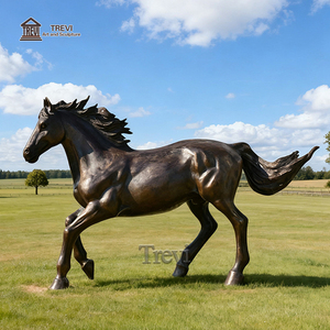 TREVI Pferderanch Gartendekoration Metall-Tierskulptur Lebensgroße Bronze-Guss Laufendes Pferd Skulptur zum Verkauf - Product Image 1