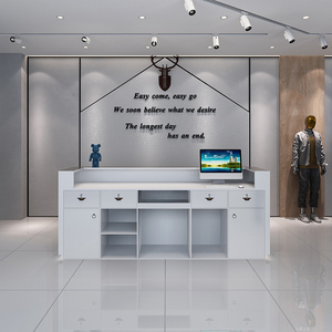 Cửa Hàng Tùy Chỉnh Cửa Hàng Thanh Toán Thường Vụ Văn Phòng Bạc Bàn Tiếp Tân Nhỏ Mặt Trước Quầy Thu Ngân Bằng Thép Không Gỉ Vàng - Product Image 5