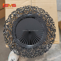 Assiettes de présentation en PP de luxe dorées, de haute qualité, durables et réutilisables, à motif ajouré, pour mariages et fêtes - Vente en gros SMS