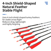 SPG Tir à l'arc 4.2mm Carbone Flèche Droite Recurve Longbow Composé Arc Métal Flèche Turquie Plume Cible Chasse Pratique