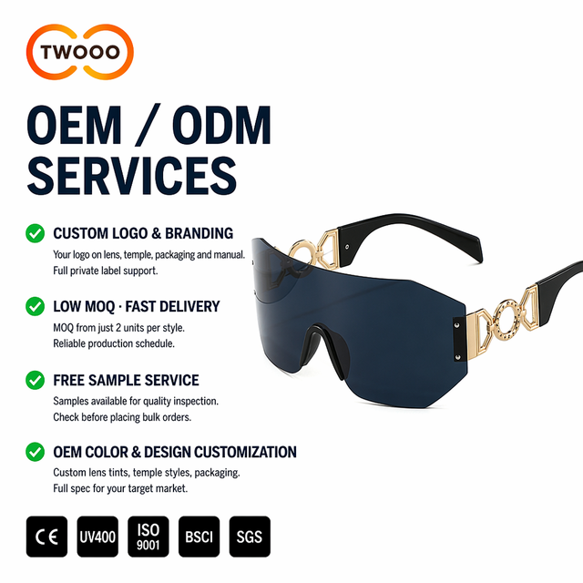 TWOOO 40001 One-Piece Oversized Shield Sunglasses UV400 PC Lens Ultra Lightweight Unisex Wrap-Around Gradient Eyewear OEM Logo
