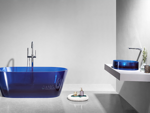 Bañeras de resina transparente de alta calidad Hanga, bañera de resina independiente, bañera de resina de piedra para baño de Hotel usada - Product Image 5