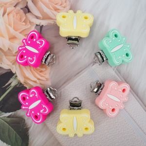 Nouvel arrivage Clip de dentition coloré en silicone de qualité alimentaire Anti perte chaîne de sucette papillon bébé clip de support de sucette - Product Image 2