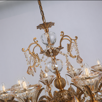 Candelabro de cristal de luz colgante de vela de oro antiguo Vintage clásico para Villa Banquet Palace Project