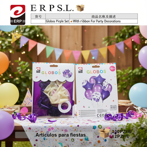 Ensemble de 10 ballons violets avec ruban pour décorations de fête - Product Image 2