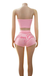 Completo Due Pezzi da Donna Primavera Estate, <span class=keywords><strong>Top</strong></span> Corto a Fascia e Pantaloncini Stampati Digitali – Set Sportivo Urbano - Product Image 6