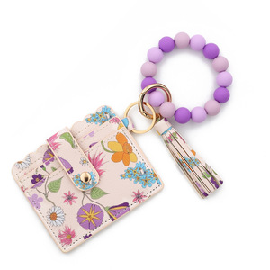 स्टॉक नए पोर्टेबल मुद्रित pbead नायलॉन में तीन रंग ब्रेसलेट कीचेन कार्ड धारक बॉलिंग महिला बटुए - Product Image 5