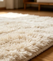 Handgefertigter Woll-/Seidenteppich im Modernen Design für den Wohnbereich, Dicker Flauschiger Teppich für das Wohnzimmer