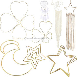 धातु ज्यामितीय आकार आधुनिक धातु फ्रेम स्टार चंद्रमा दिल के आकार पुष्पांजलि फ्रेम किनारी Dreamcatcher फ्रेम - Product Image 1