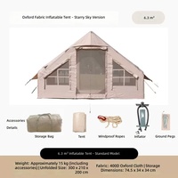 Grande tente de camping gonflable quatre saisons portable de 12 m², ouverture automatique rapide, 2 puits de lumière, Oxford imperméable