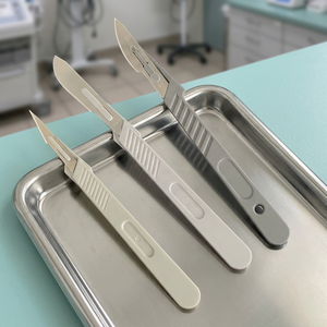 Scalpel chirurgical stérile jetable certifié CE # 15 Scalpels chirurgicaux dentaires de classe II manuels avec manche en plastique/acier inoxydable - Product Image 3