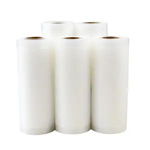 Transparent Plastic Bags 3 Side Seal Embossed Channel Vacuums Bag Rolls For Seafood Packing Storage